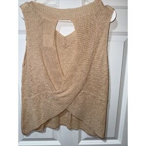 Becool Sweater Vest, Tan Apricot Knit With Twist Back NEW With Tag Orig Cost$46